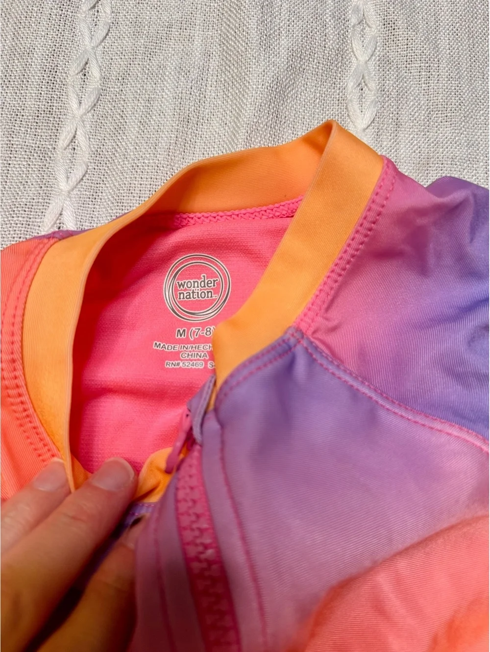 Girls size 7/8 swimsuit with sleeves